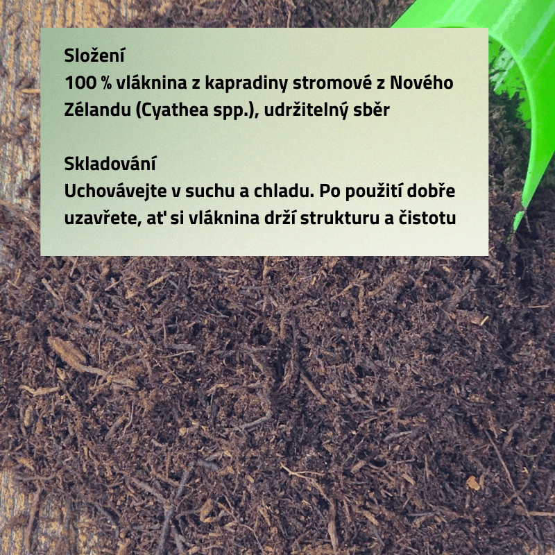 Vláknina z kapradiny stromové, kokosové vlákno
